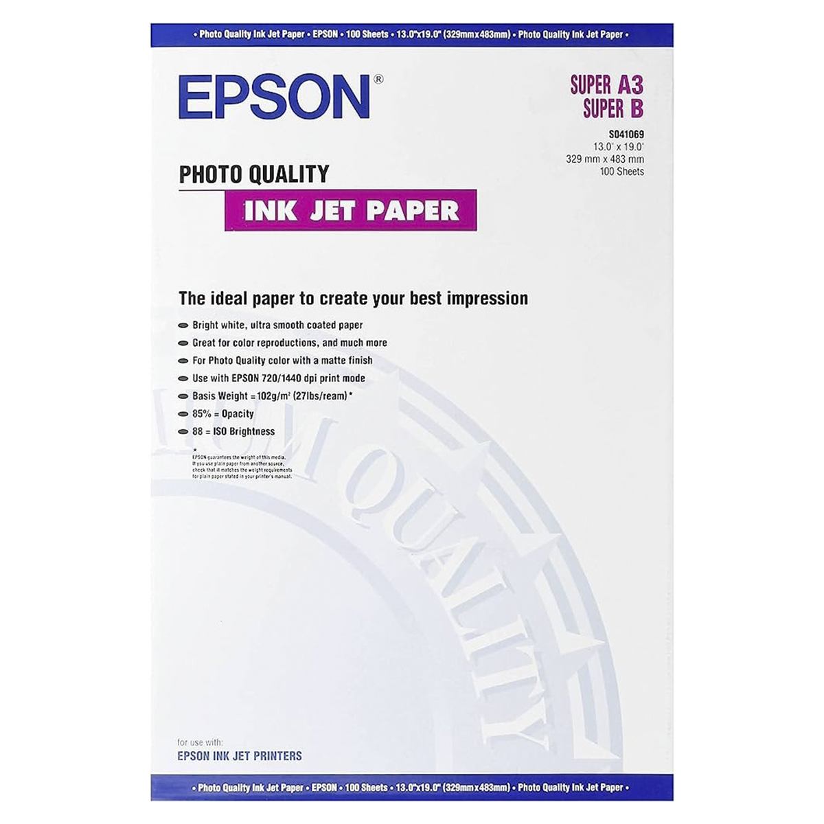 EPSON PAPEL S041069 A3+ 105GR