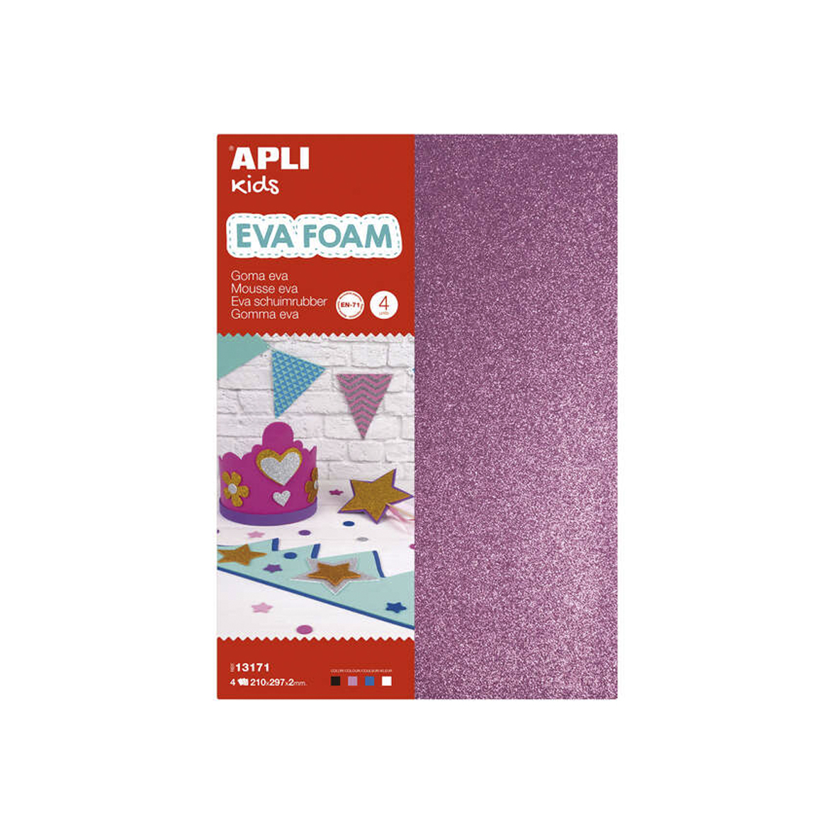 APLI GOMA EVA A4 PURPURINA 4H